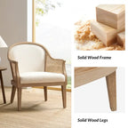 Farmhouse Rattan Solid Wood Armchair with Solid Wood Legs