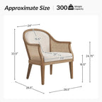 Farmhouse Rattan Solid Wood Armchair with Solid Wood Legs