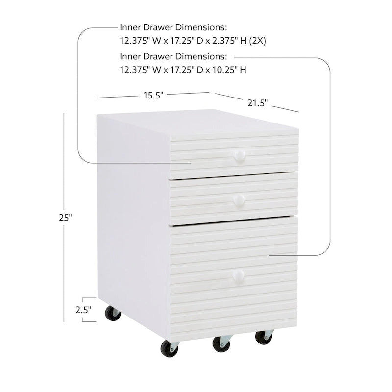 Wood 3 Drawer File Cabinet