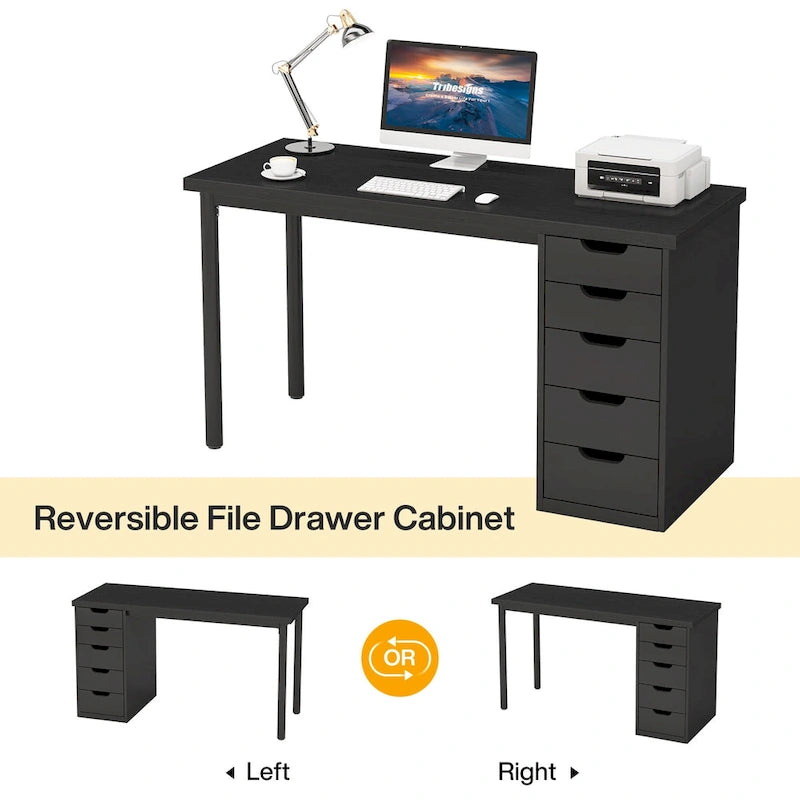 Modern Simple Computer Desk Study Writing Table with 5 Drawers